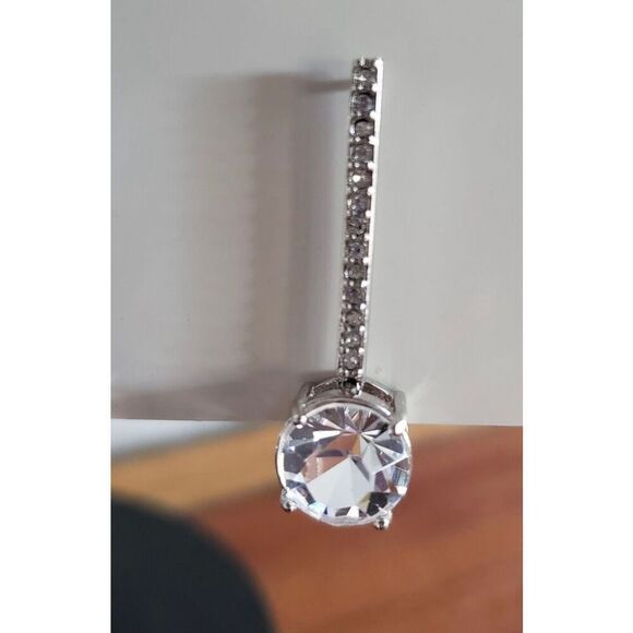 kate spade Clink of Ice Linear Earrings Silver/ Clear Drop NWT Formal Wedding - Picture 7 of 8